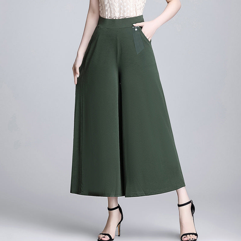 Thin Wide-Leg Pants Ankle-Length Culottes