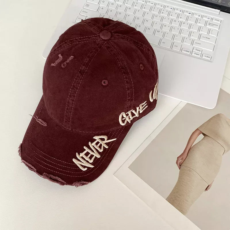 Distressed Embroidered Baseball Cap
