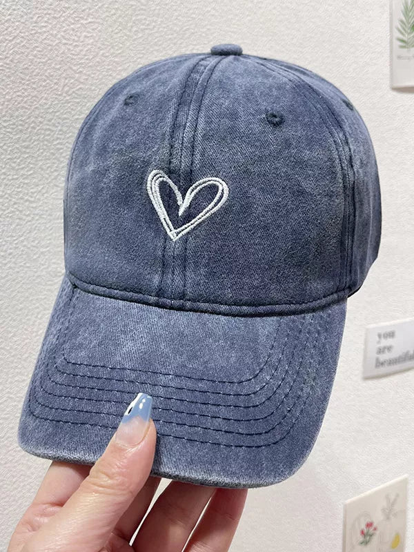 Washed Heart Embroidered Baseball Cap