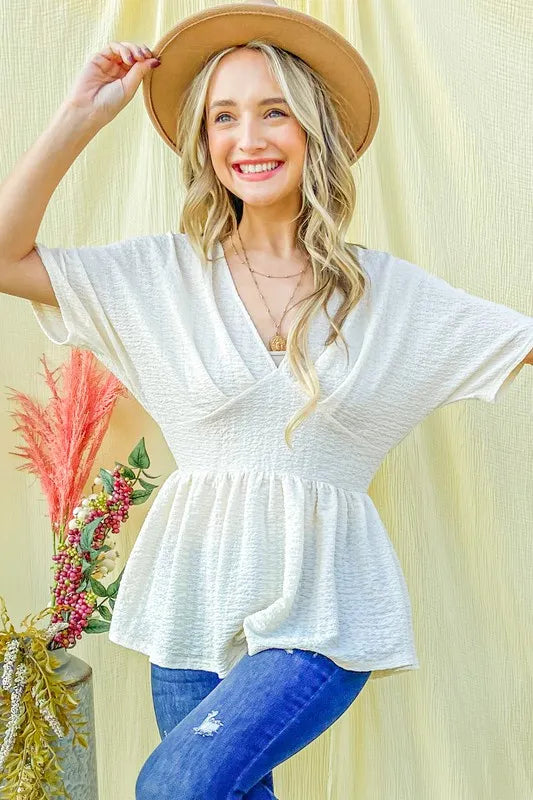 And The Why Textured and Soft V Neck Casual Top