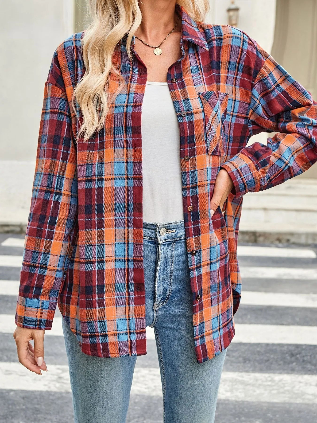 Plaid Button Up Long Sleeve Shirt