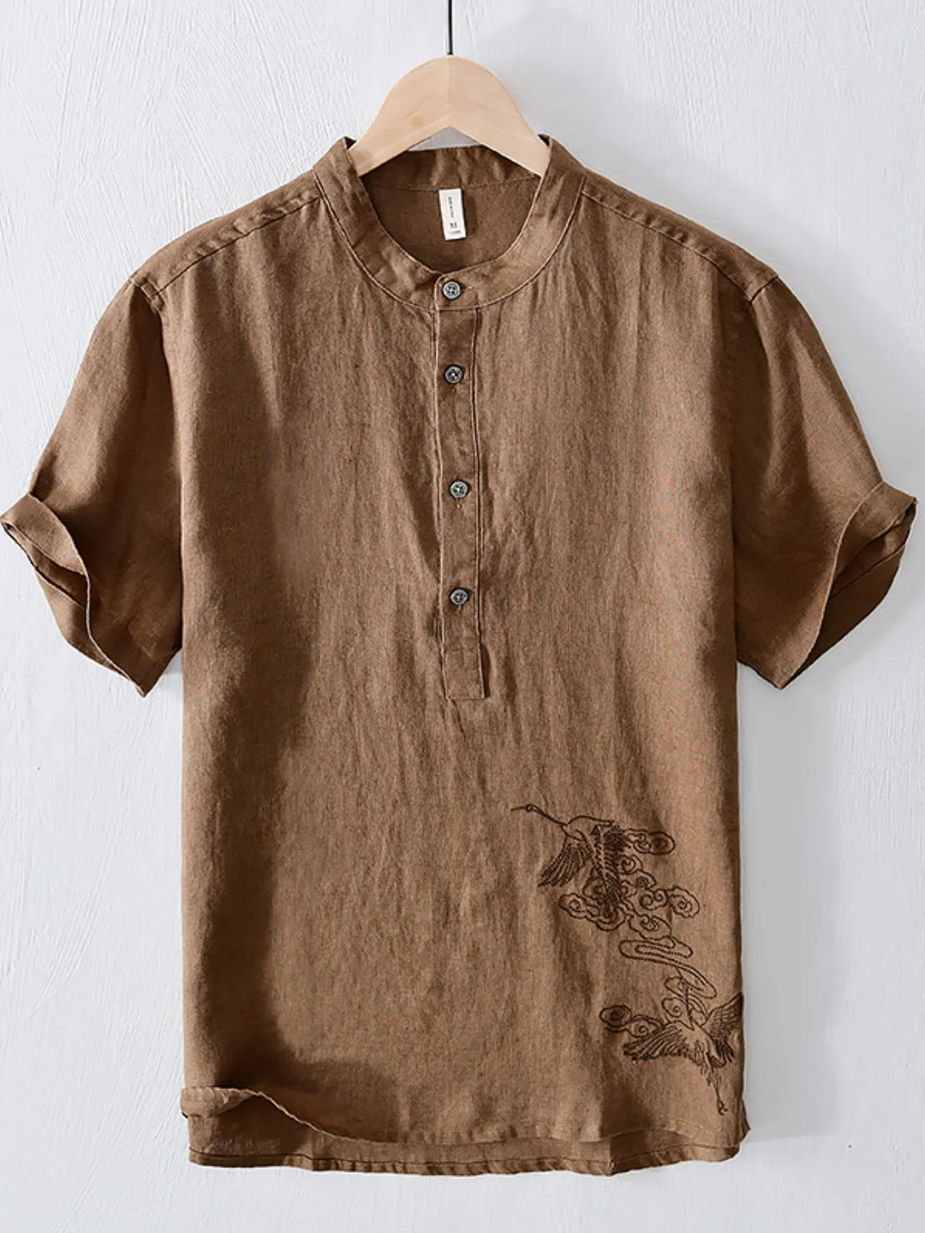Men's Plus Size Button Detail Short Sleeve Blouse