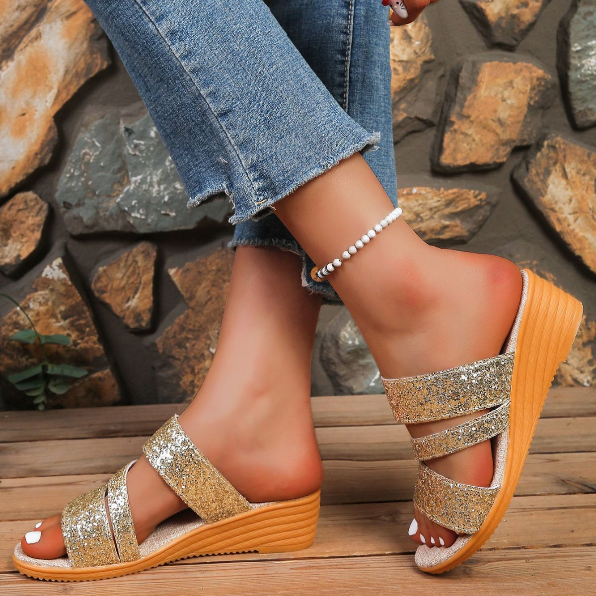 Round Toe Wedge Sandals