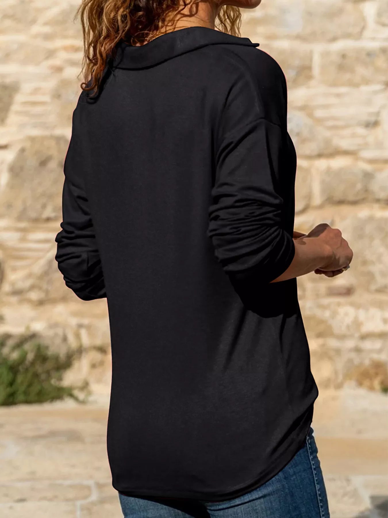 Johnny Collar Long Sleeve Top