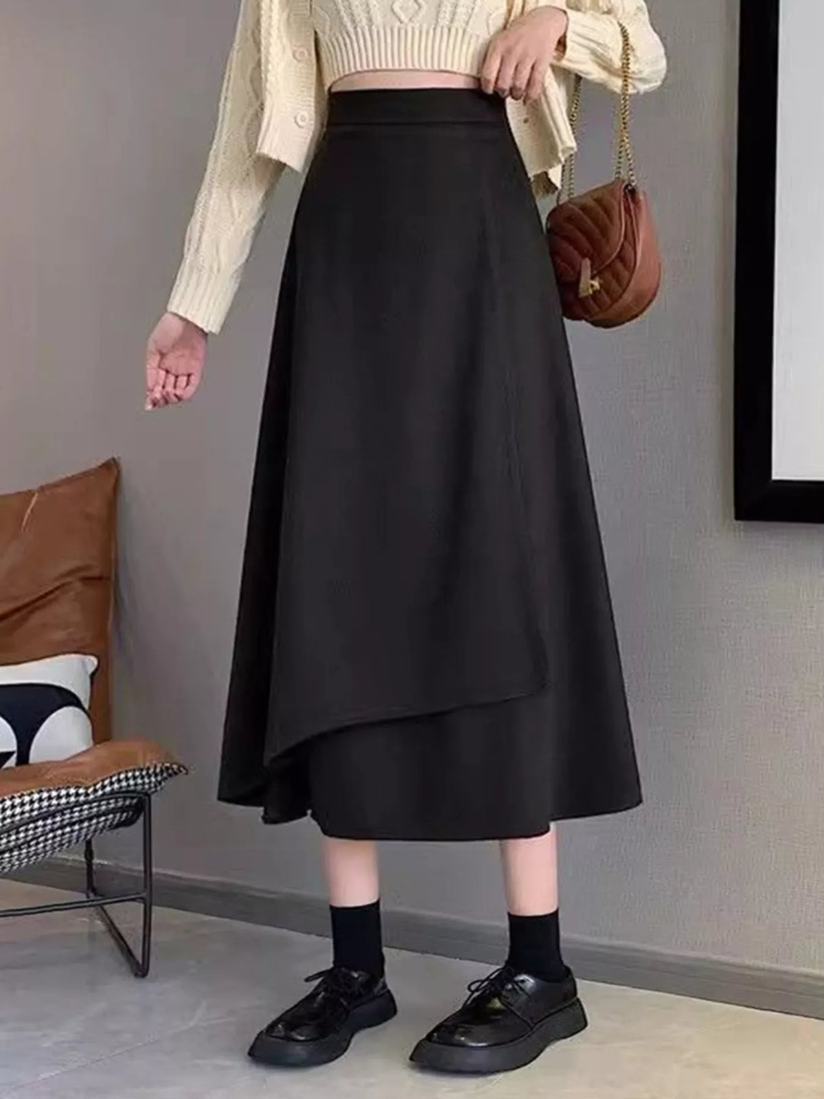 Asymmetrical Hem A-Line Skirt