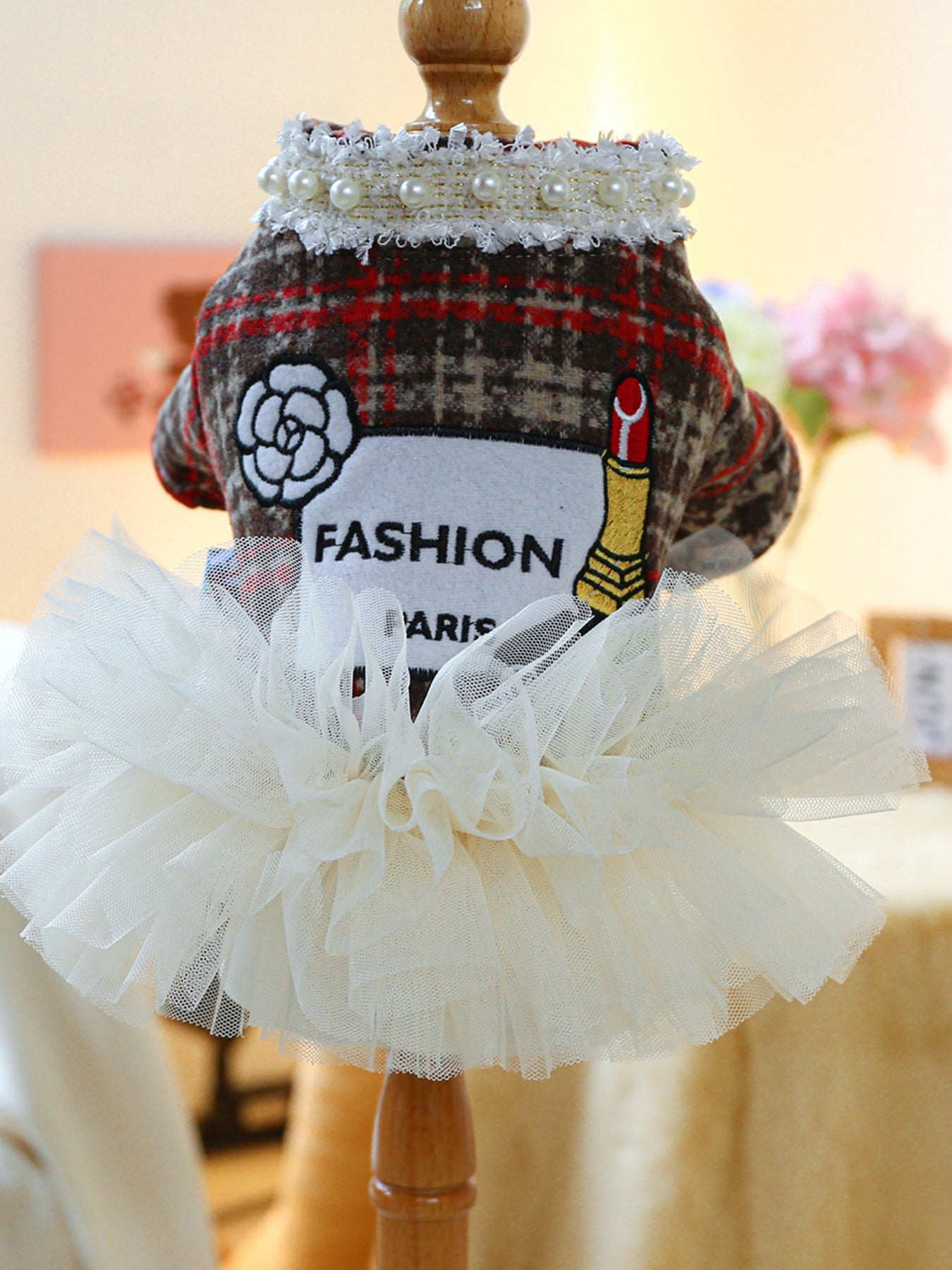 Pearl Collar Pet Dress