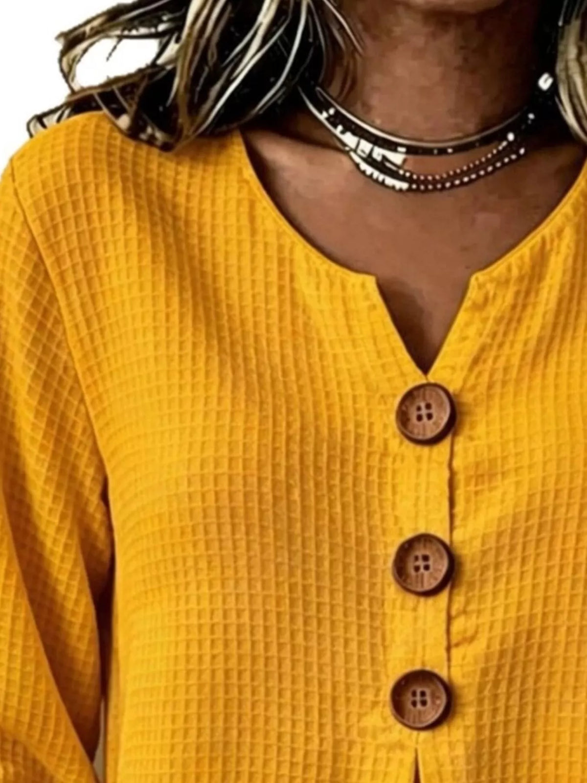 Full Size Waffle Knit Flounce Sleeve Blouse Plus Size
