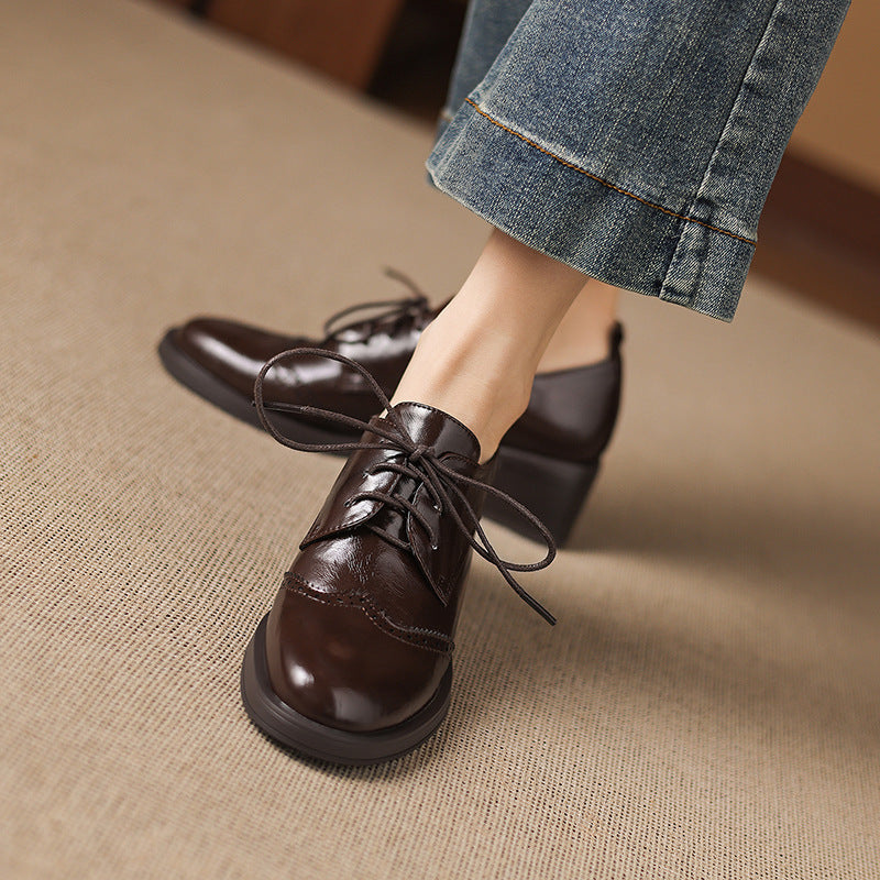 Brogue Lace-Up Oxford Pumps | Block Heel | Women's Chunky Heel Oxfords