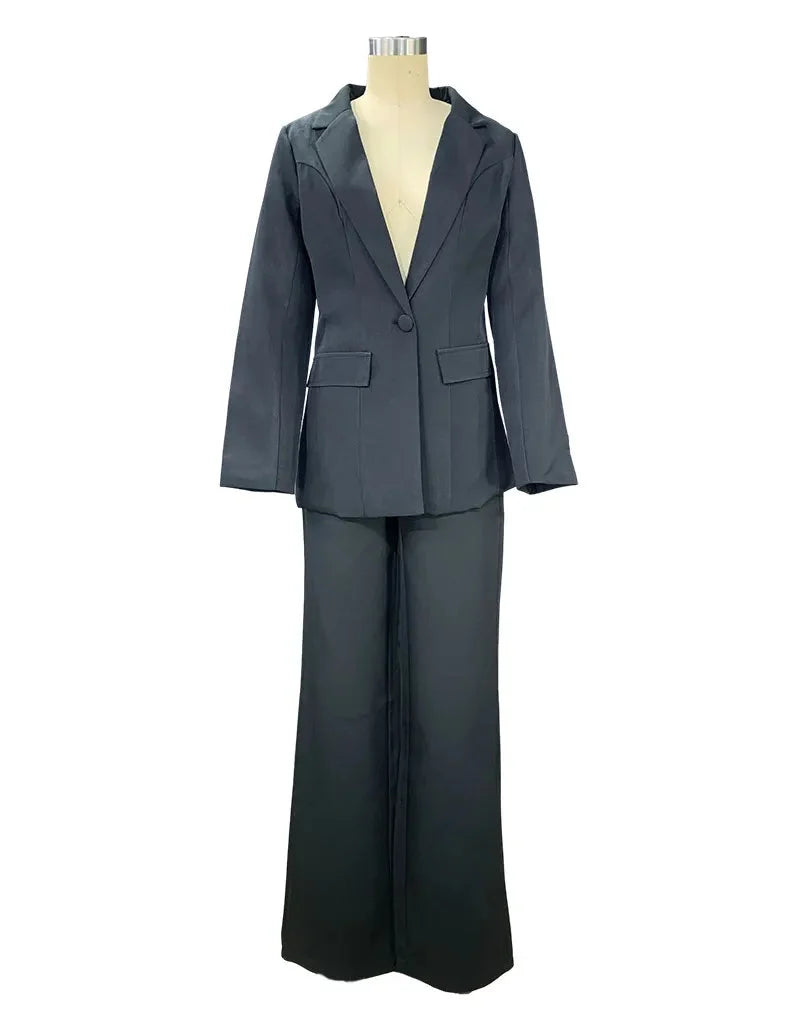Women's Professional Blazer & Trousers Suit Set – Long Sleeve, Full Length