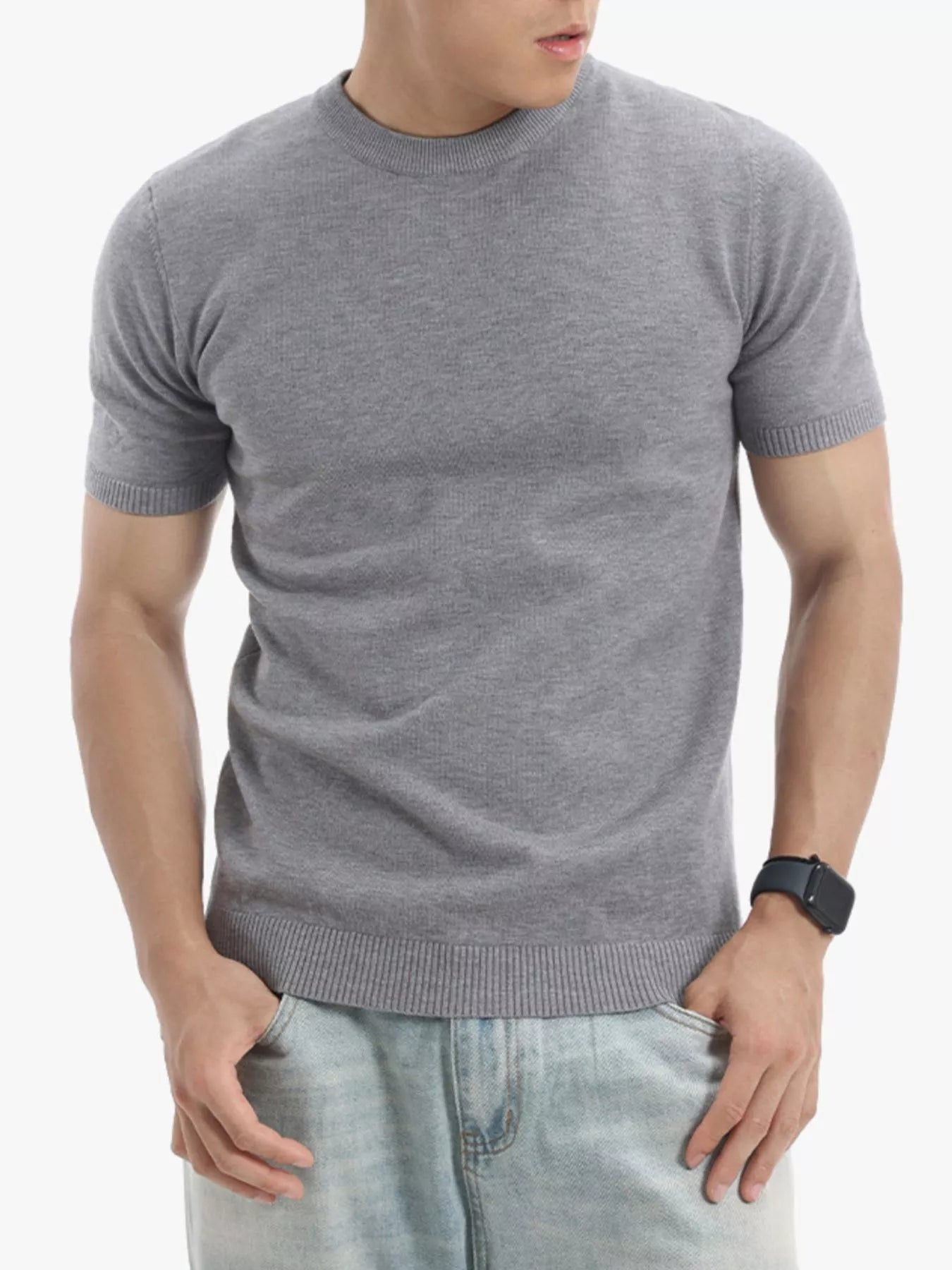 Men's Plus Size Casual Short Sleeve Knit Top