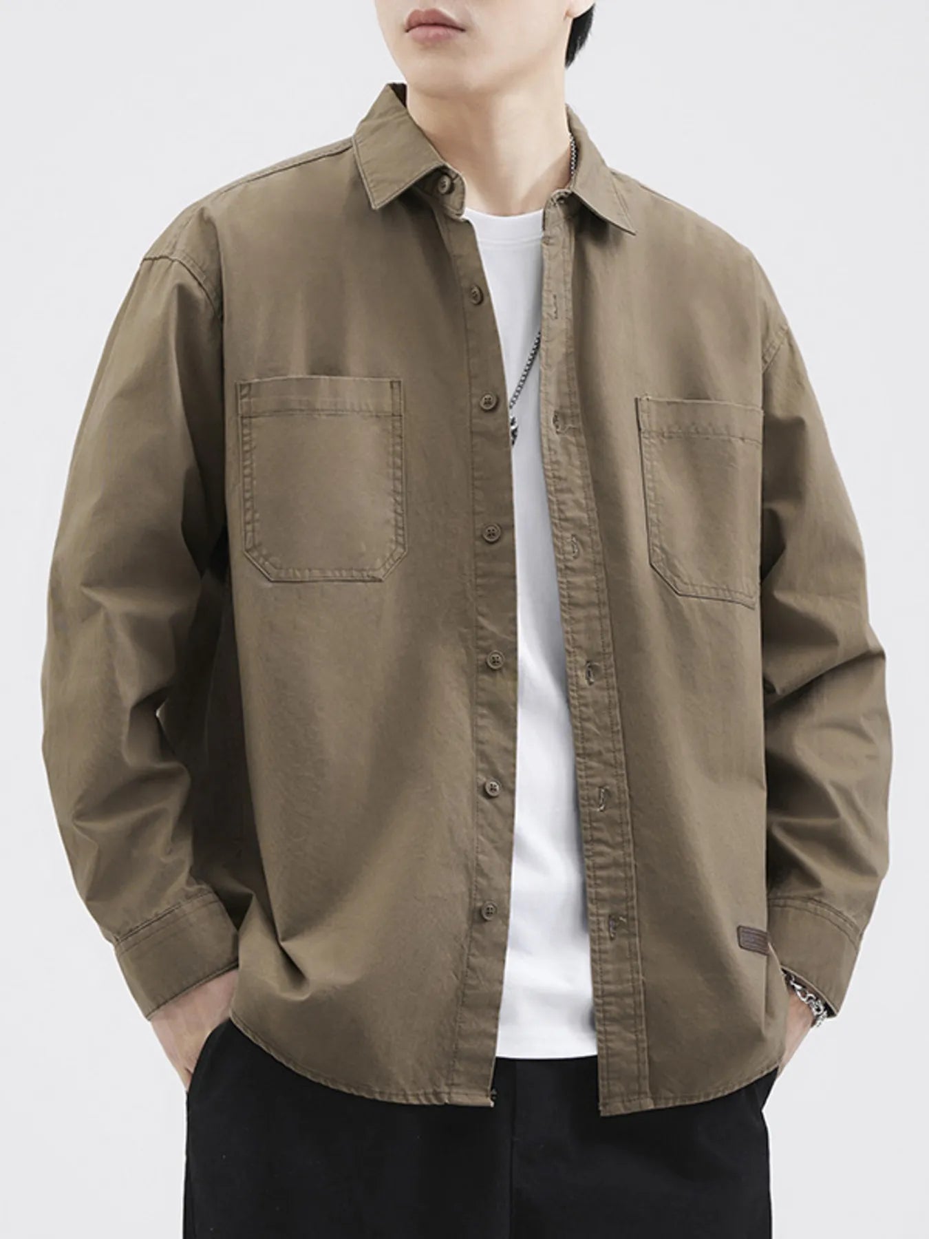 Men's Plus Size Button Up Long Sleeve Shirt