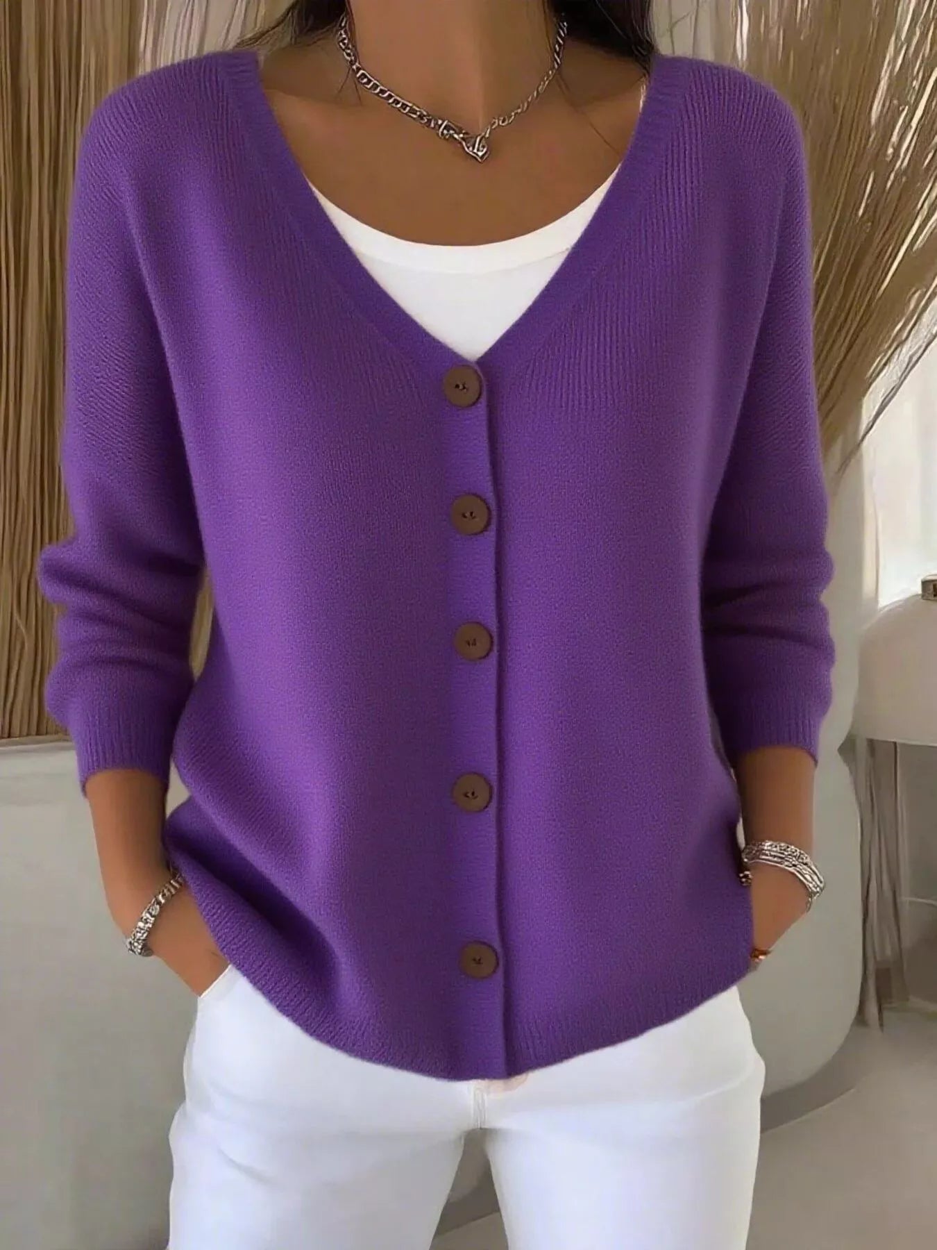 Full Size V-Neck Button-Down Knit Cardigan Plus Size