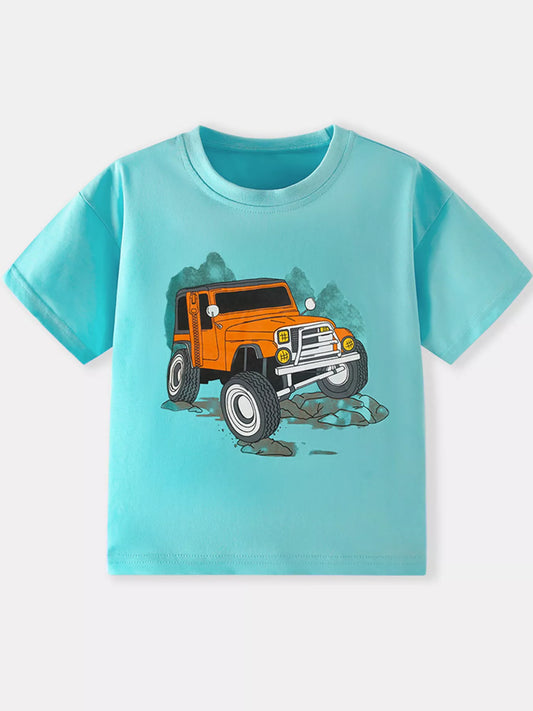 Children's Jeep Graphic Round Neck T-Shirt
