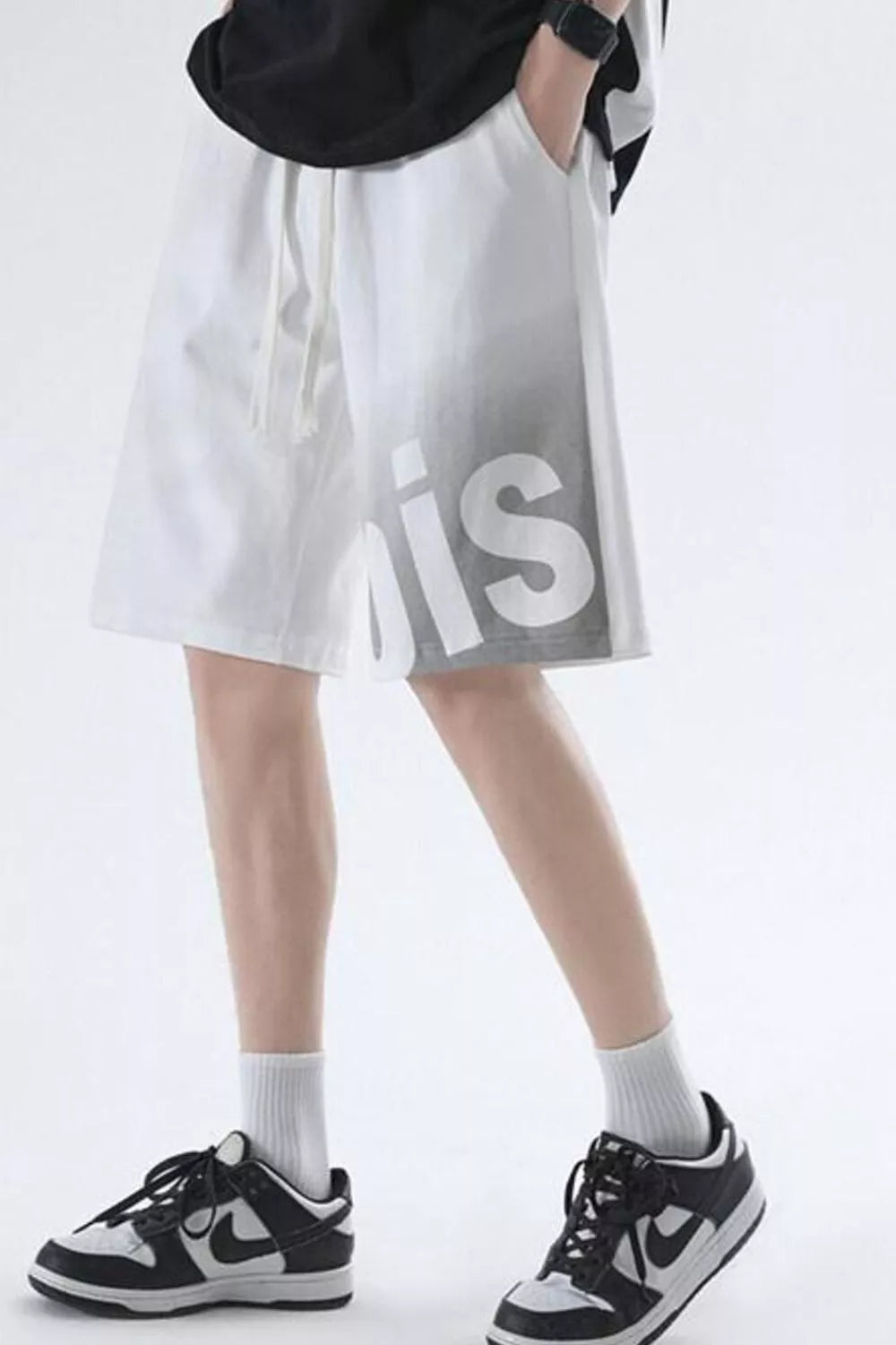Men's Plus Size Casual Drawstring Gradient Letter Shorts