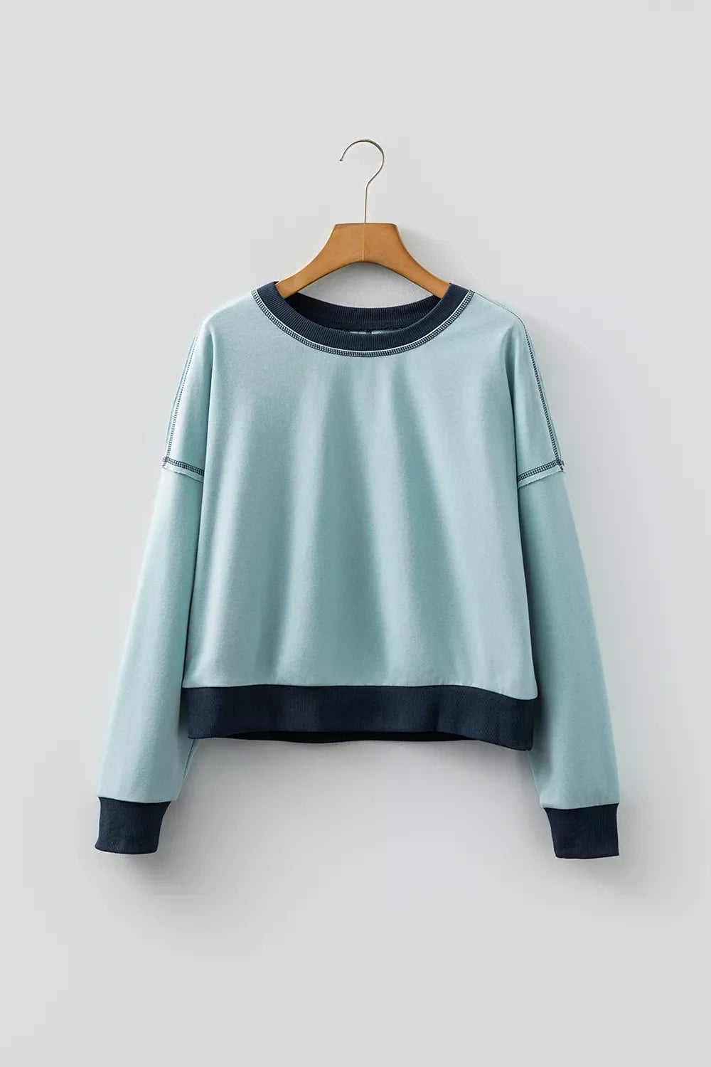 Contrast Edge Colorblock Patchwork Crop Sweatshirt
