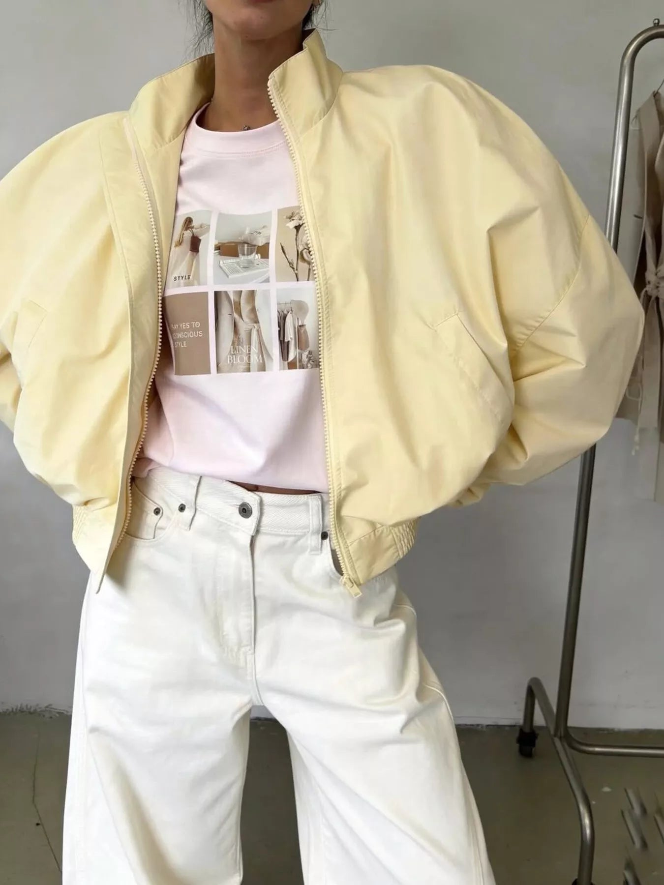 Zip Up Oversized Bomber Jacket