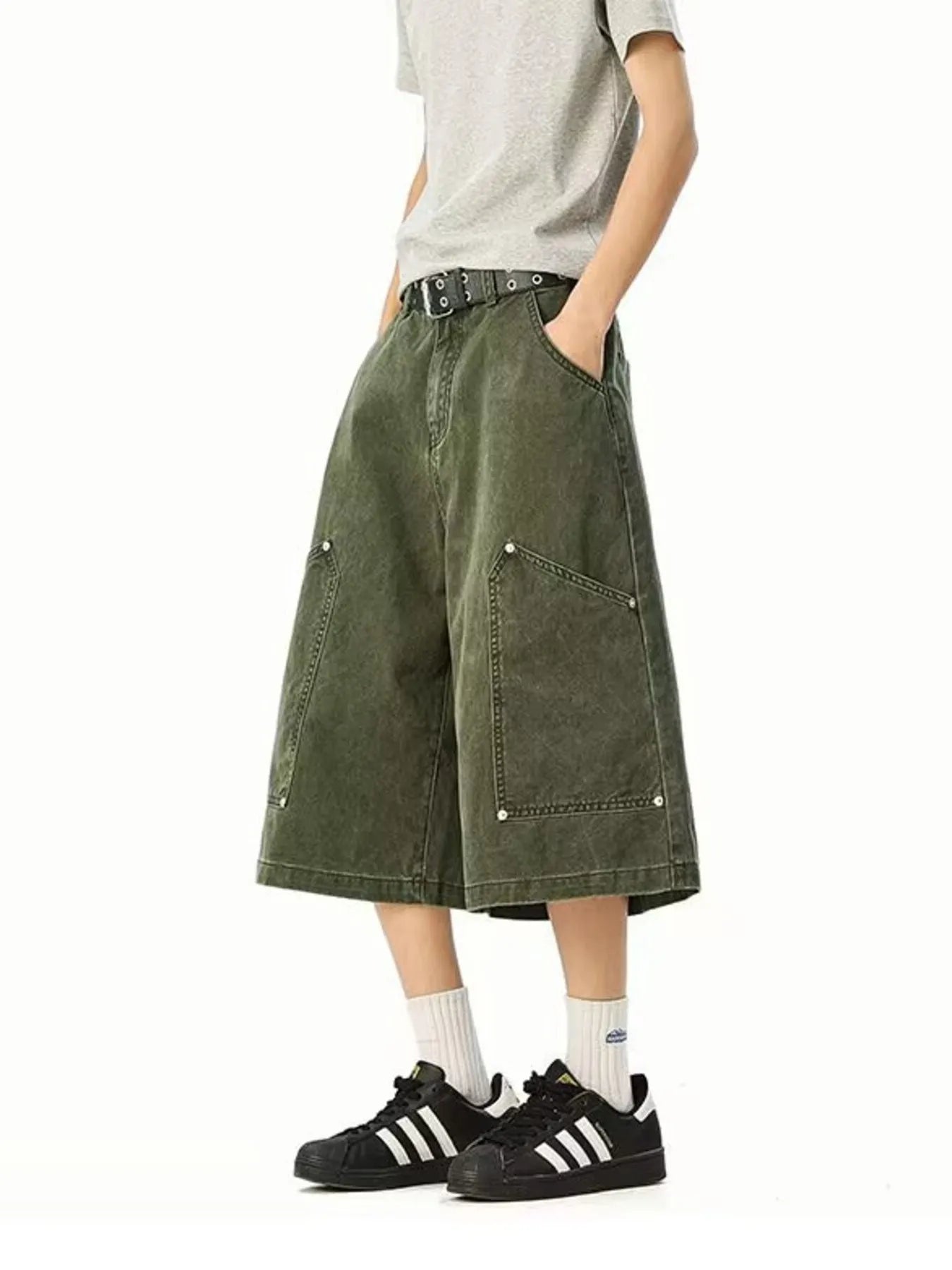 Men's Full Size Wide Leg Cropped Shorts Plus Size