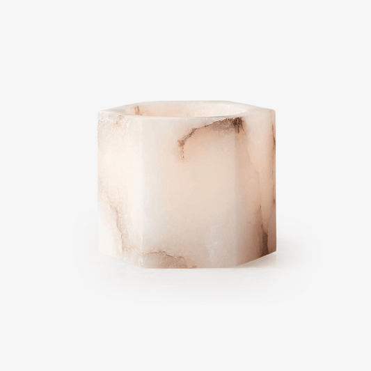 Alabaster Cube Candle Holder