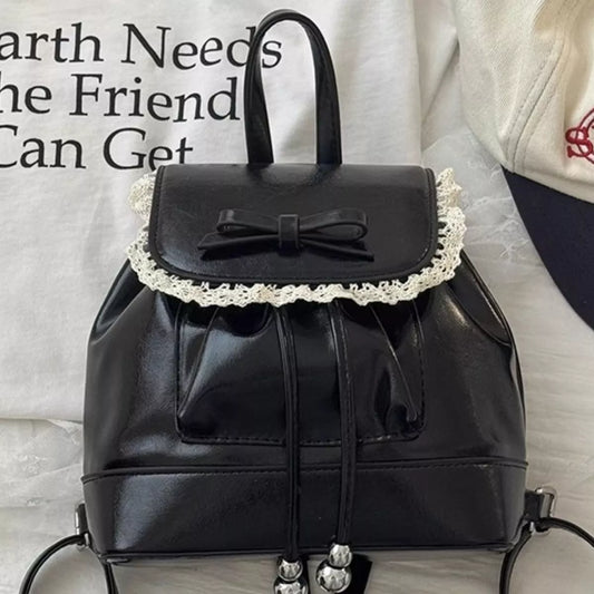 Lace Trim Bowknot Backpack Bag