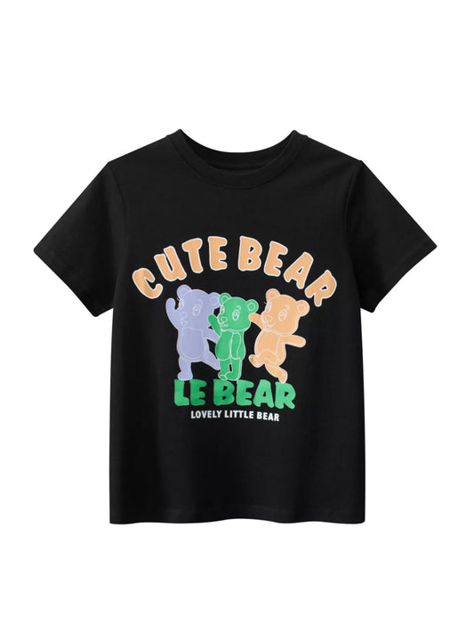 Children's Bear Graphic Short Sleeve T-Shirt