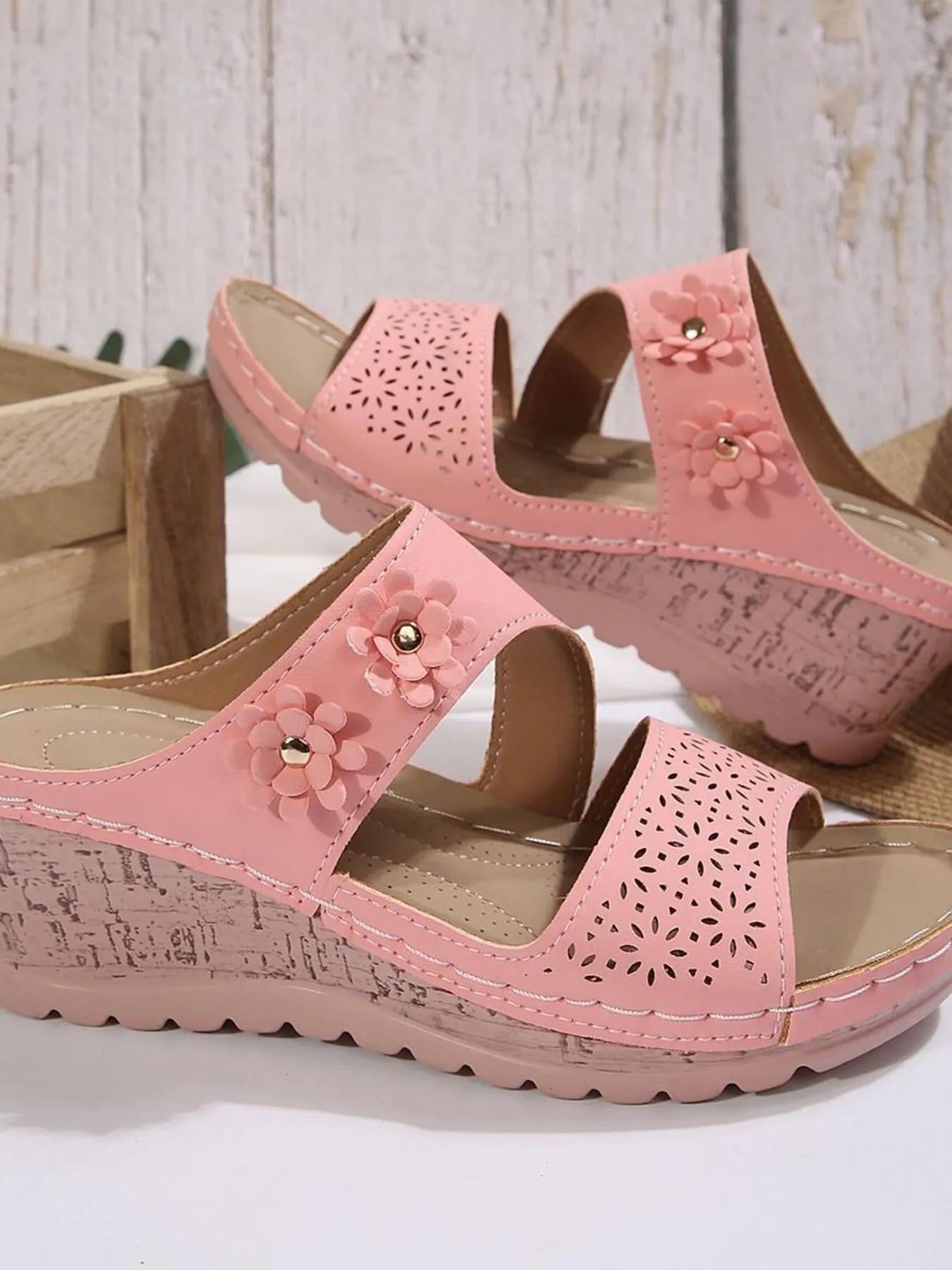 Hollow Out Comfort Wedge Sandals