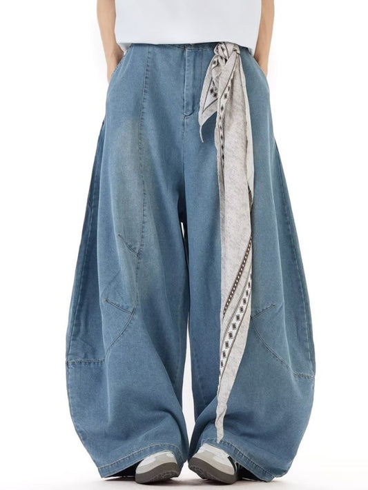 Men's Full Size Wash Wide Leg Jeans Plus Size