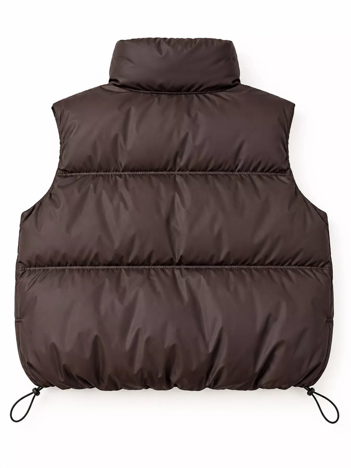 Drawstring Snap Down Puffer Vest Coat