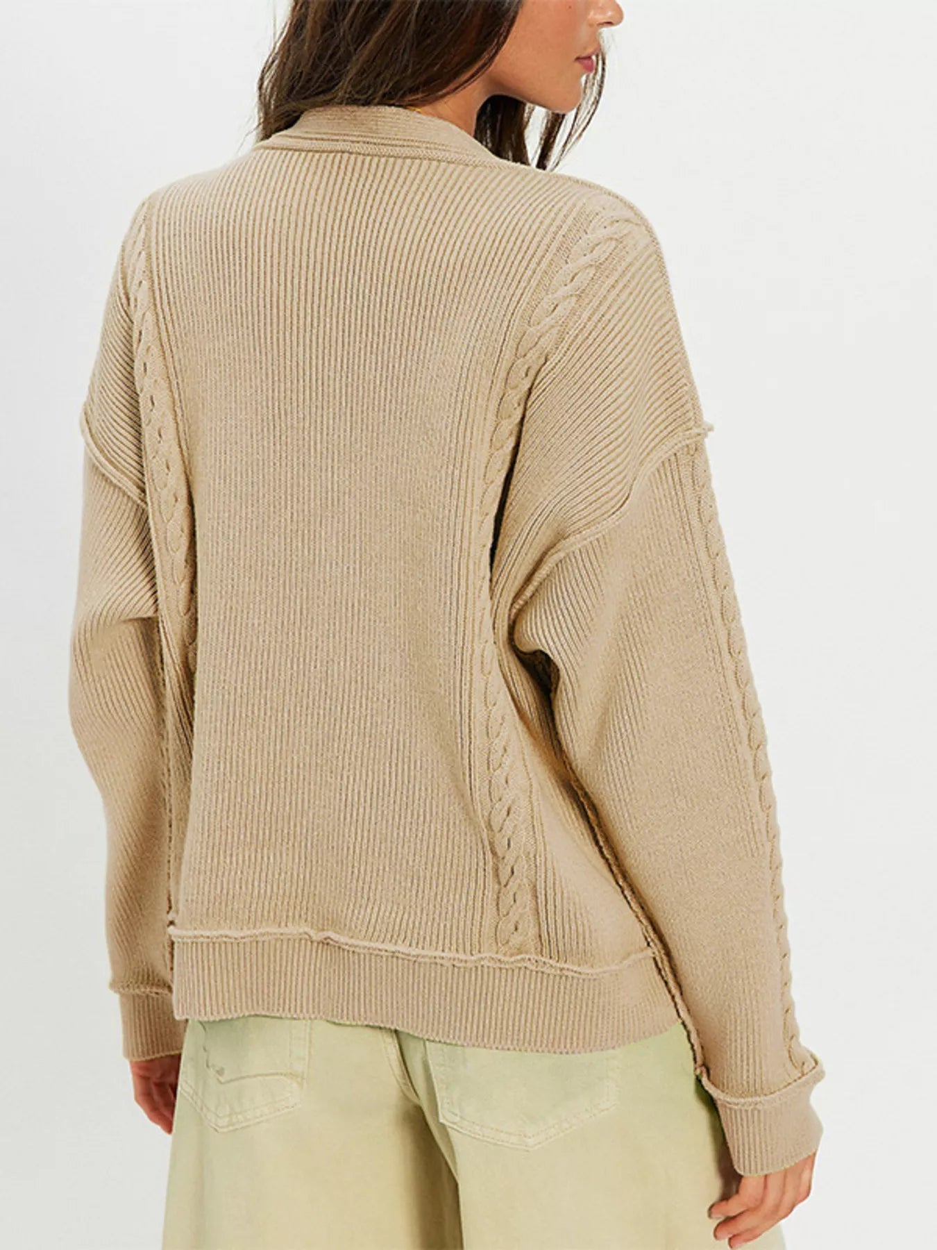 Double-Breasted Cable Knit Cardigan