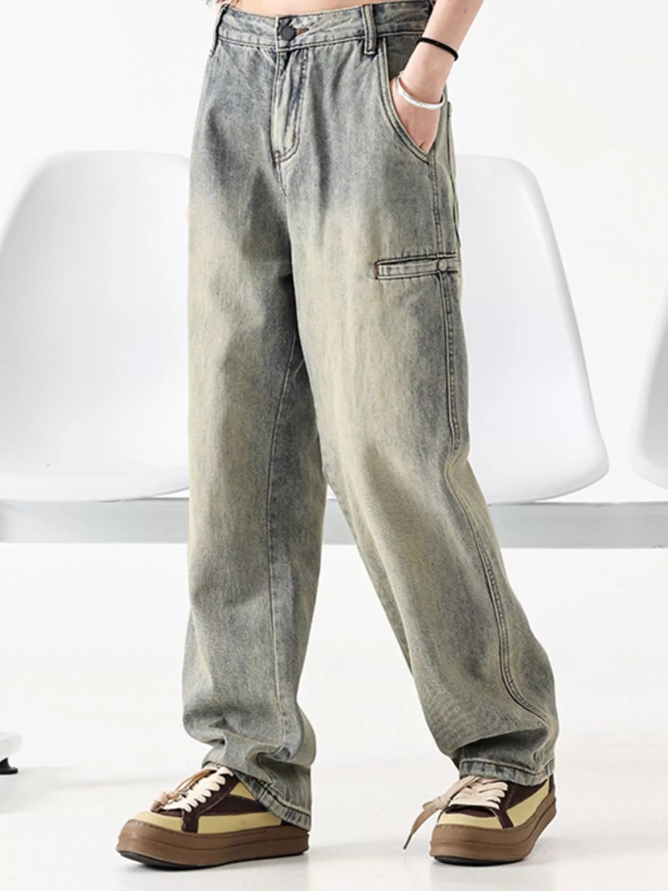Men's Vintage Wash Loose Fit Jeans