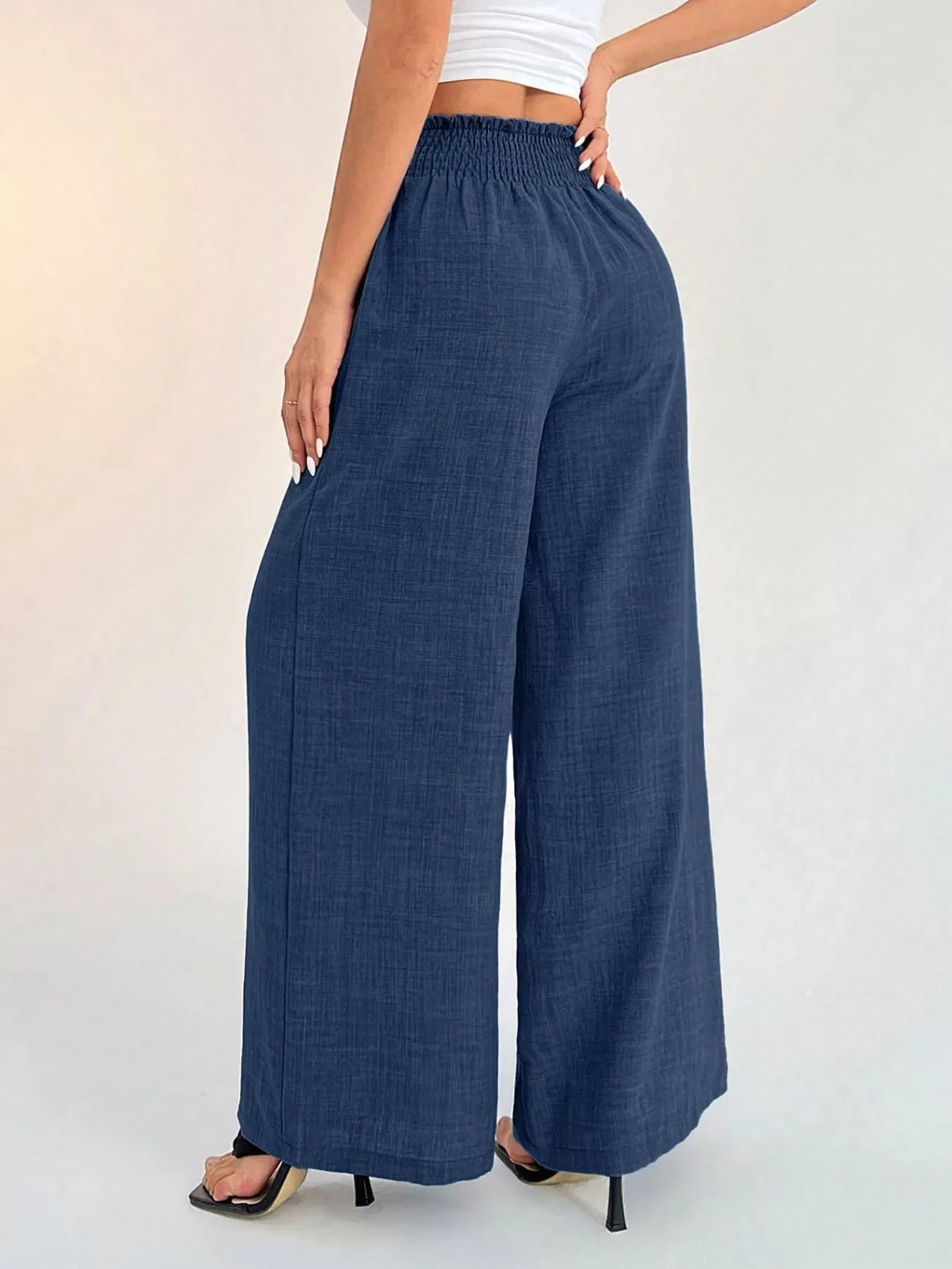 Elastic Waist Wide Leg Pants