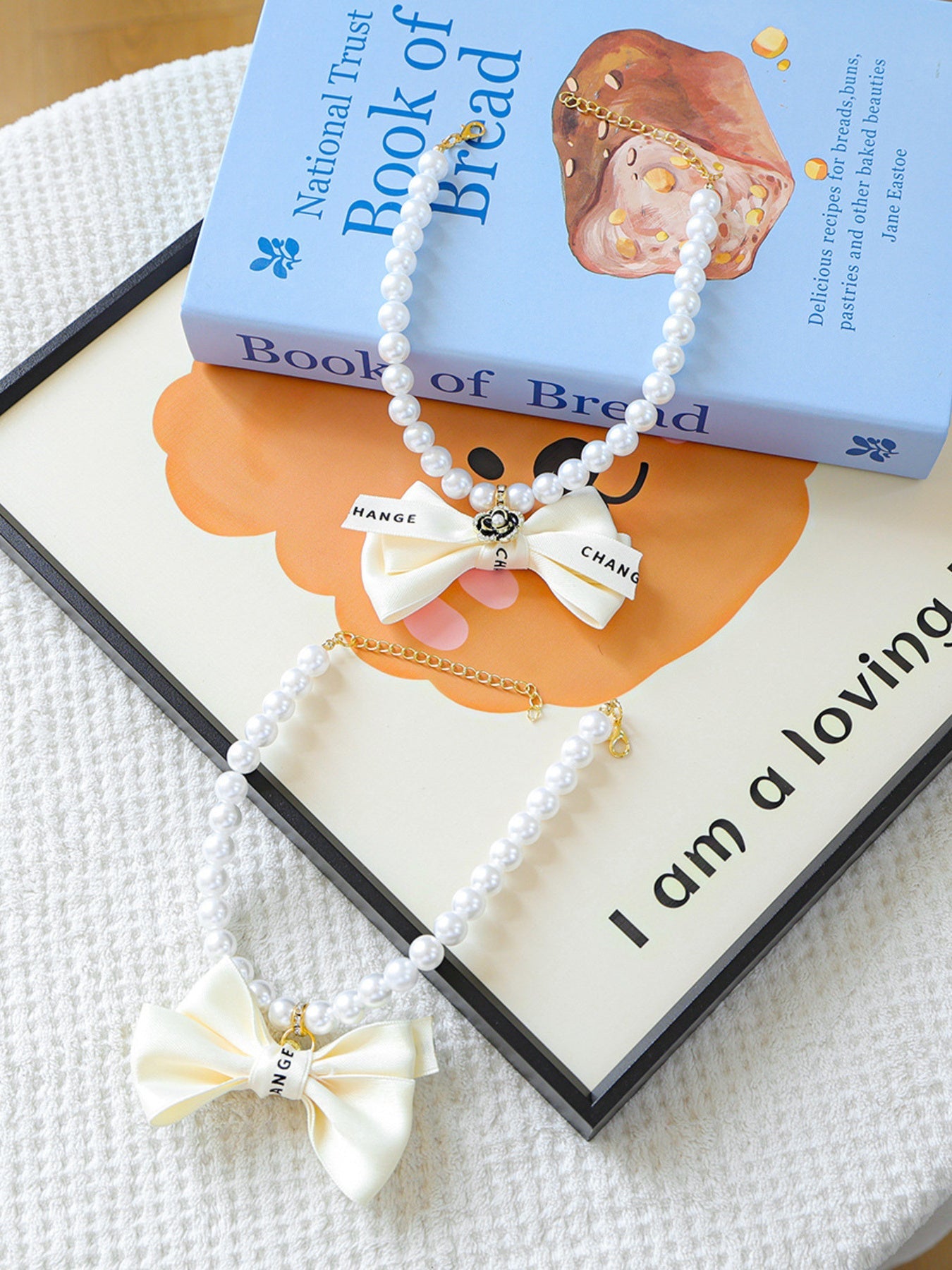 Pearl Bowknot Pet Necklace
