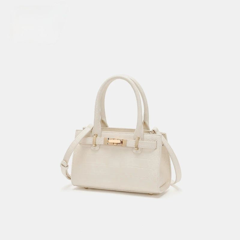 Crocodile-Embossed Leather Top Handle Handbag