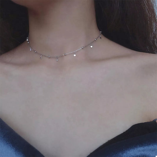Copper Disc and Bead Choker Necklace