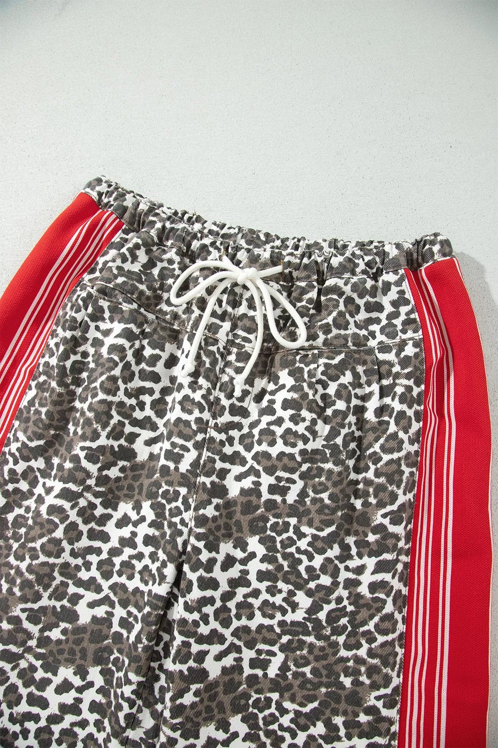 Leopard Patchwork Elastic Waist Jeans