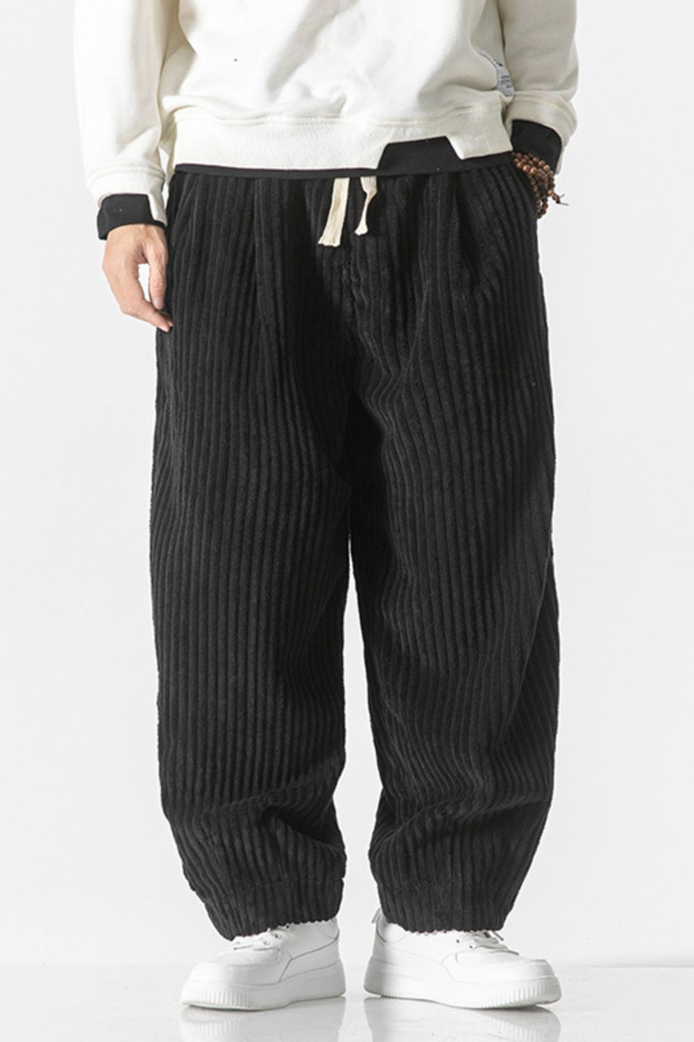Men's Plus Size Corduroy Wide Leg Casual Pants