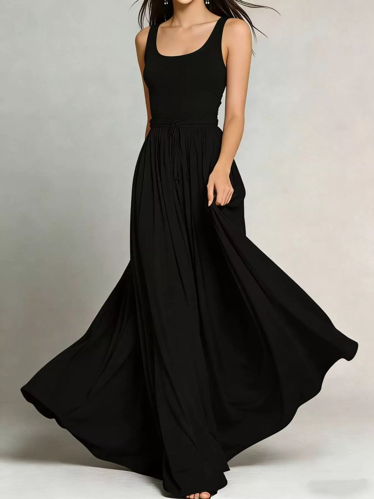 Sleeveless Solid Color Maxi Dress