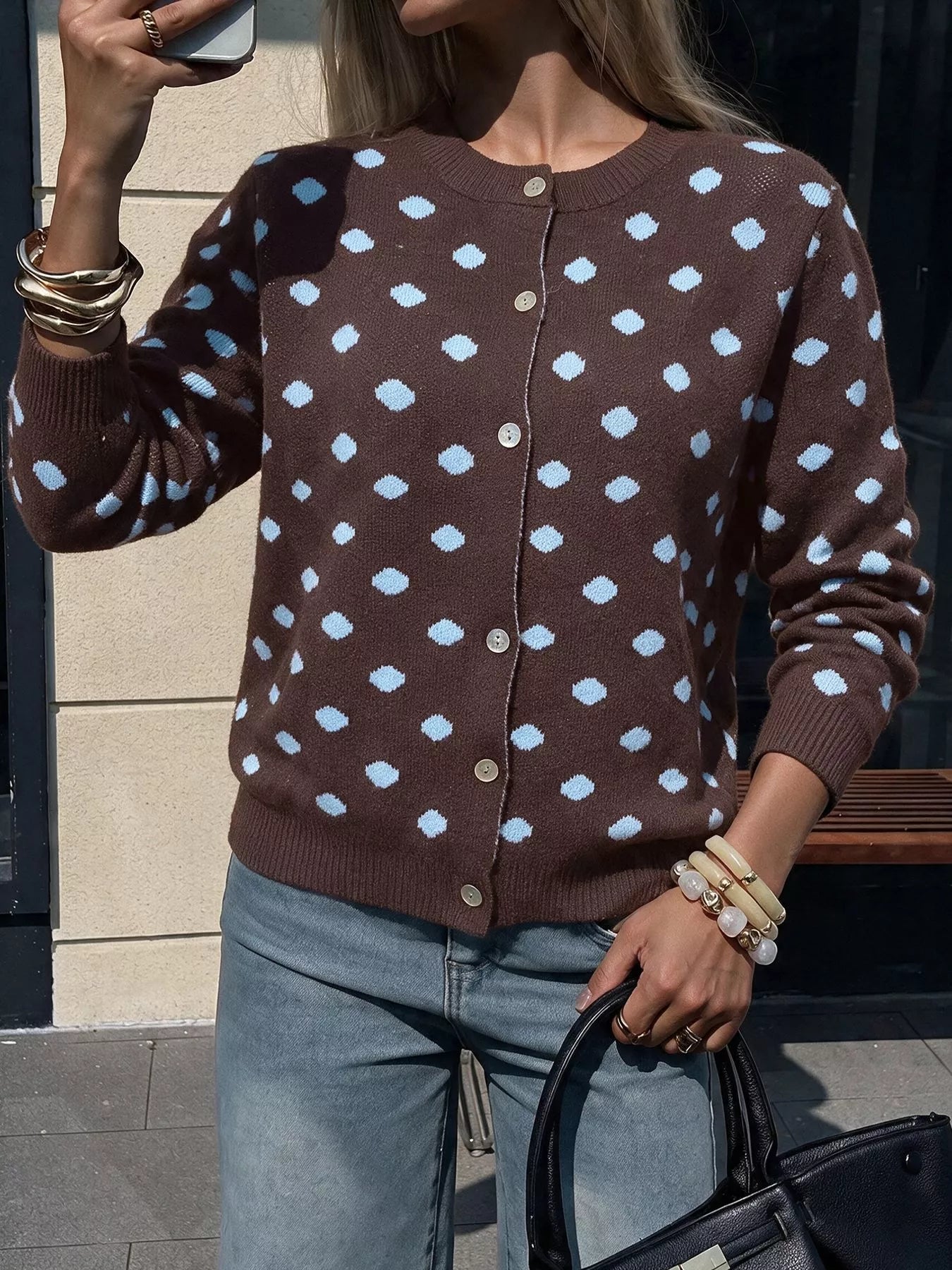 Polka Dot Button Up Cardigan