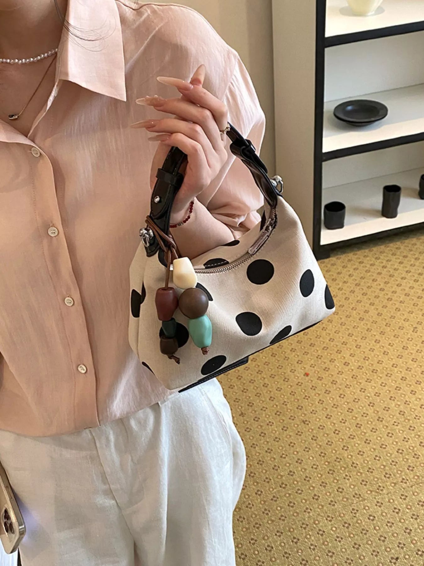 Polka Dot PU Leather Handbag