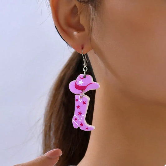 Cowboy Boot and Hat Dangle Earrings