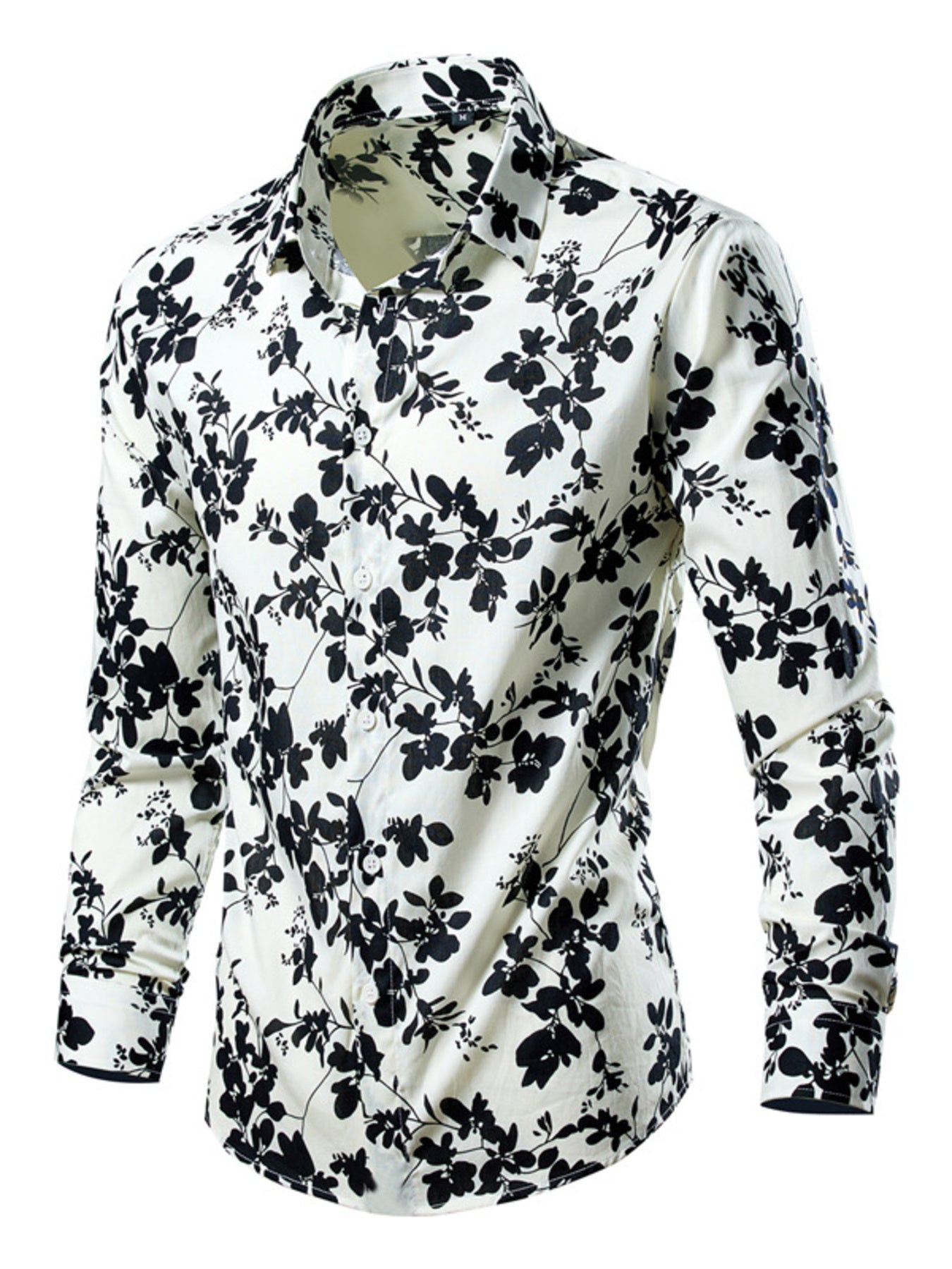 Men's Plus Size Tropical Leaf Print Button-Down Shirt