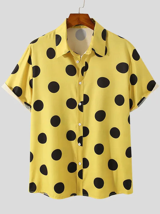 Men's Full Size Polka Dot Button Up Shirt Plus Size