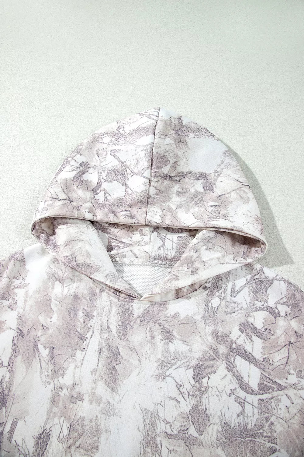 Abstract Print Ribbed Cuffs Hem Long Sleeve Hoodie