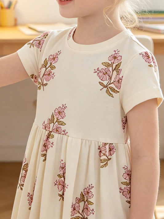 Children's Floral Print Cotton Dress