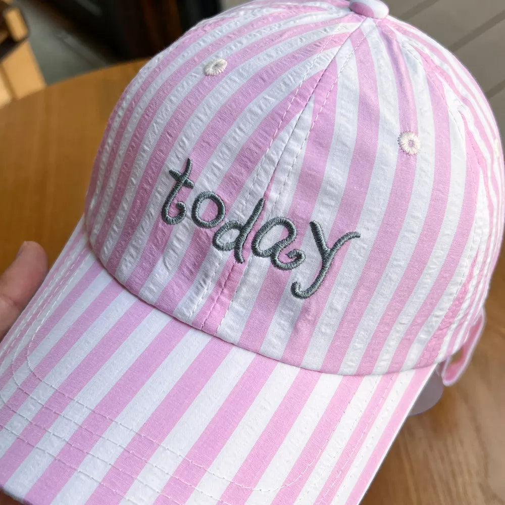 Striped Embroidered Baseball Cap