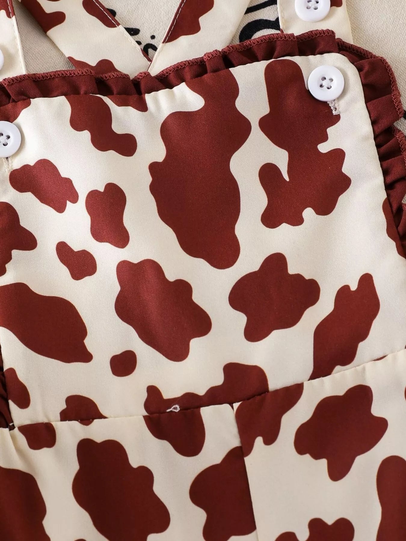 Children's Cow Print Ruffle Jumpsuit