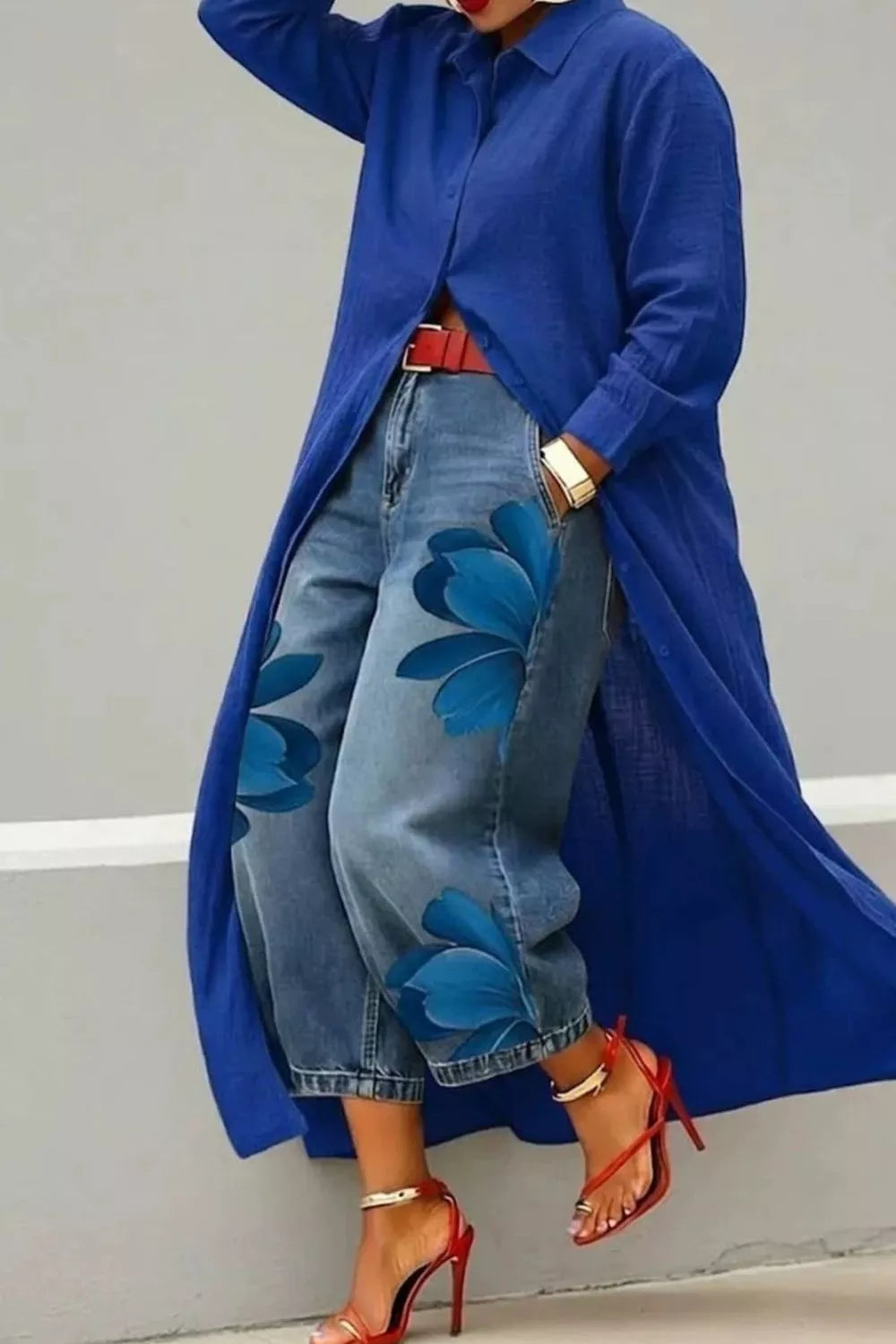 Button Up Long Sleeve Longline Shirt