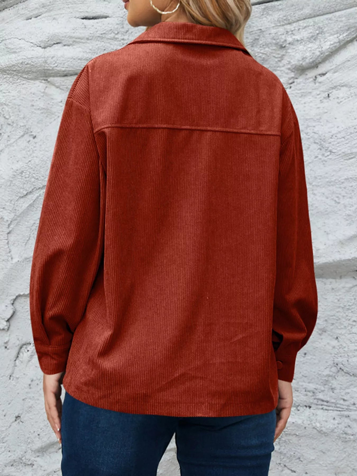 Corduroy Button-Down Shirt with Chest Pockets