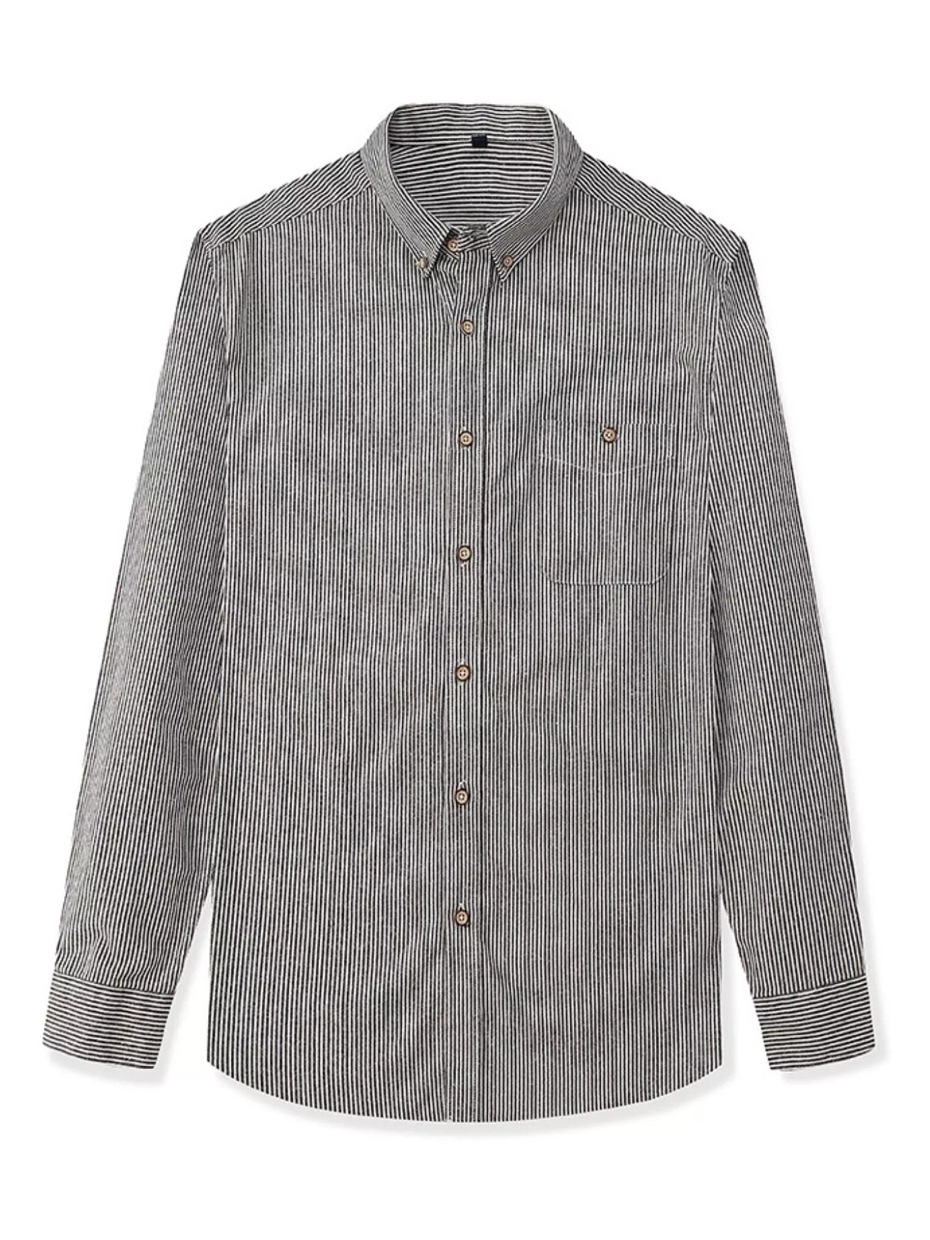 Men's Full Size Casual Striped Corduroy Shirt Plus Size