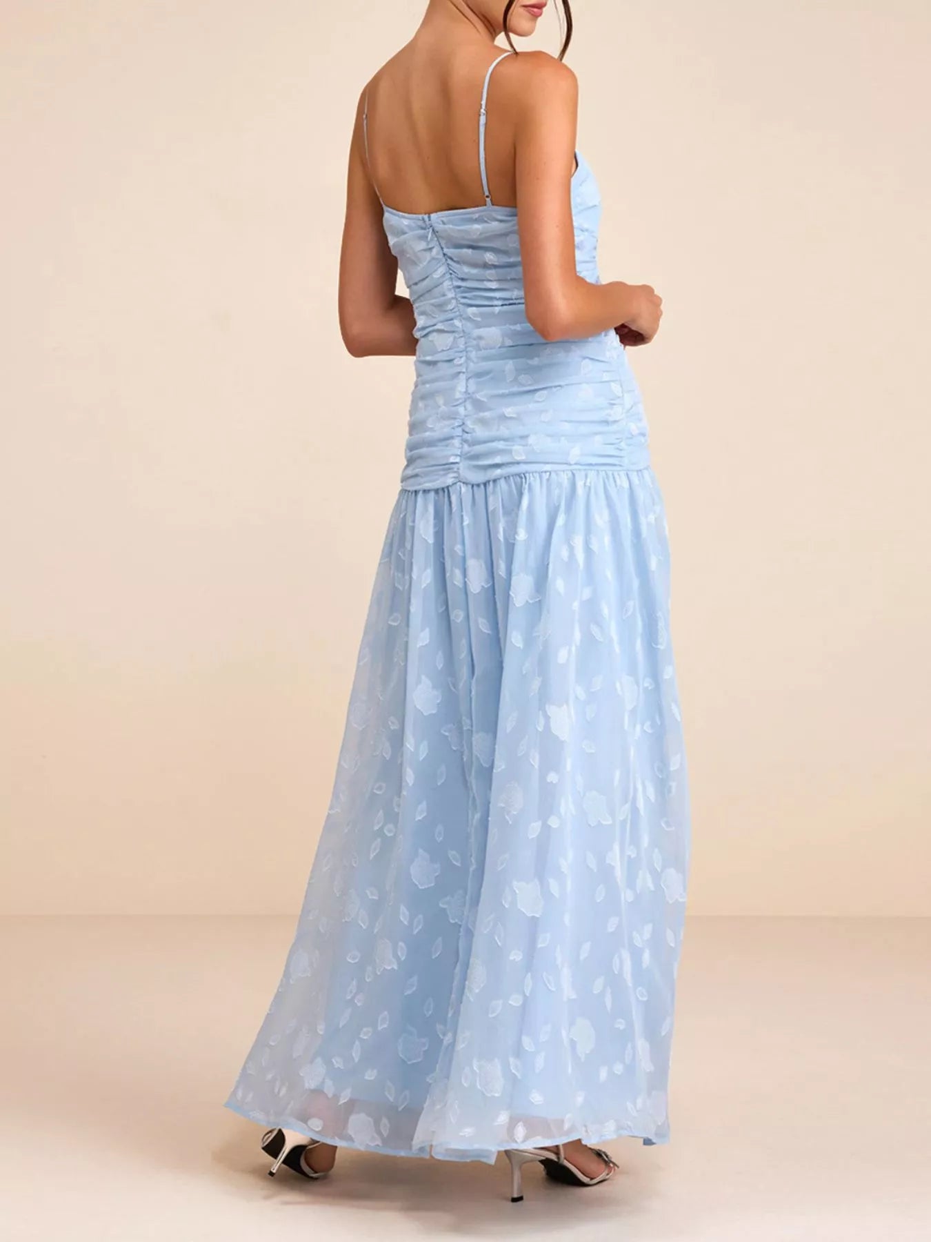 Ruched Spaghetti Strap Maxi Dress