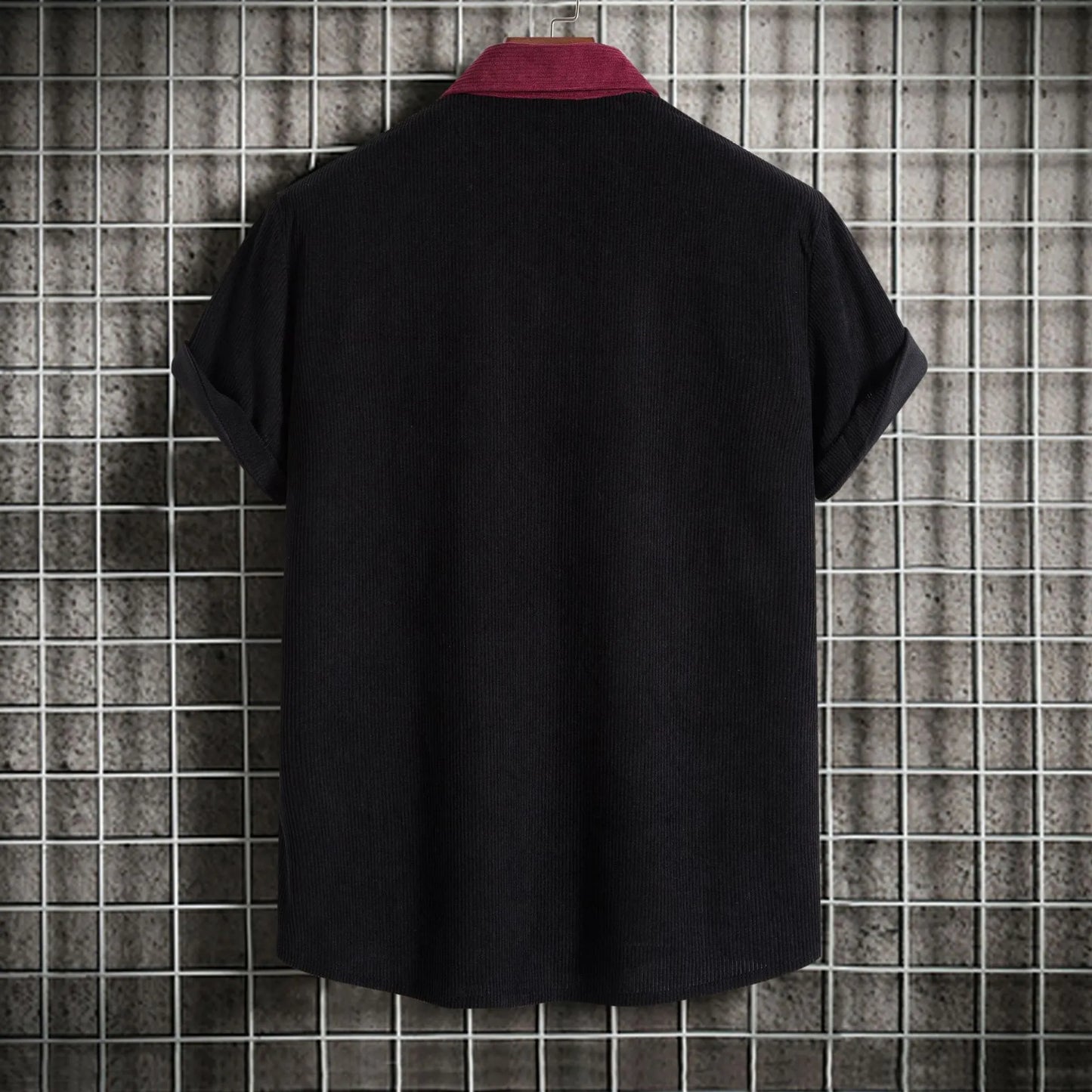 Men's Plus Size Classic Color Block Short Sleeve Shirt
